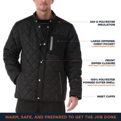 Men's Insulated Diamond Quilted Jacket - Warm, Lightweight Coat for Cold Weather