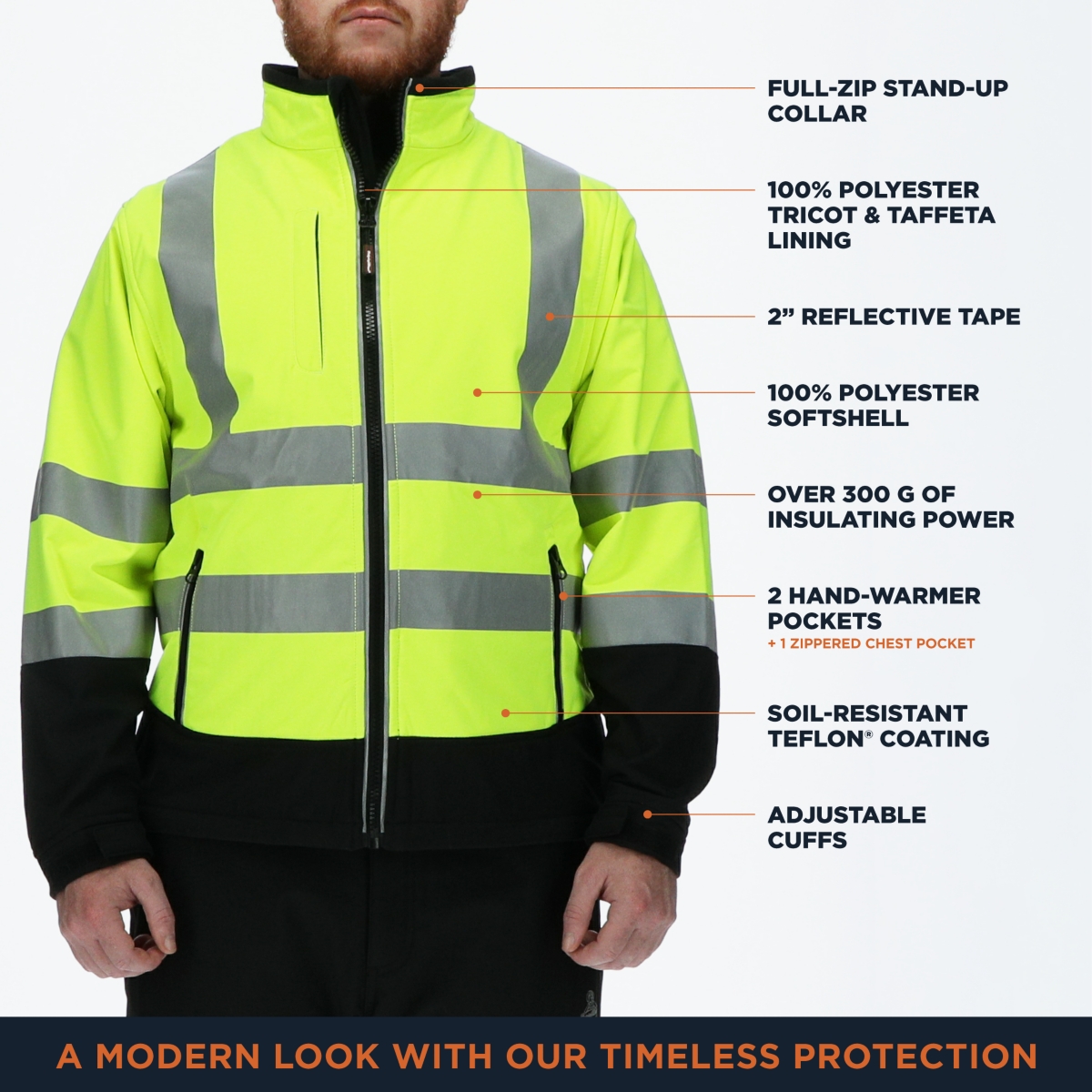 RefrigiWear Big & Tall Hi Vis Softshell Jacket - High Visibility, Warm, Flexible Workwear