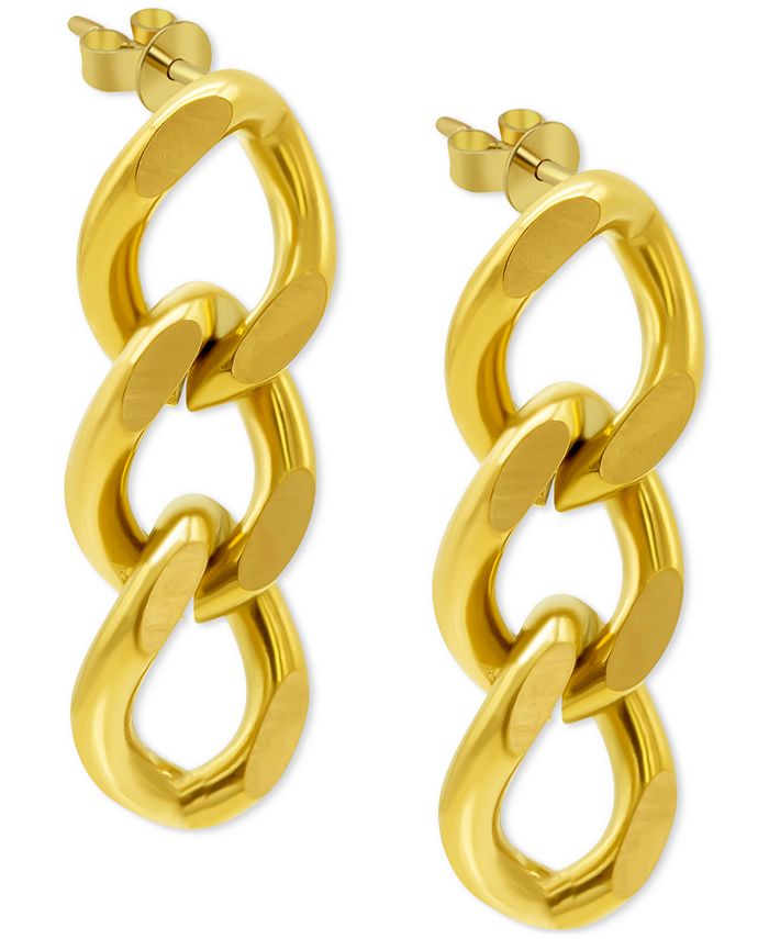ADORNIA 14k GoldPlated Curb Chain Drop Earrings Macy's