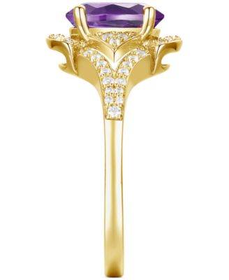 Amethyst (1-1/2 ct. t.w.) & Lab-Grown White Sapphire (1/4 ct. t.w.) Open Frame Ring in 14k Gold-Plated Sterling Silver (Also in Additional Gemstones)