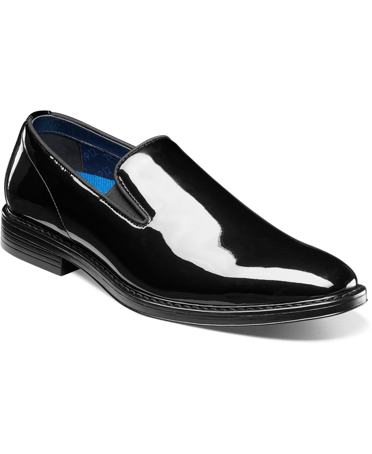 Men's Centro Formal Flex Plain Toe Slip On Dress Shoes - Black Patent