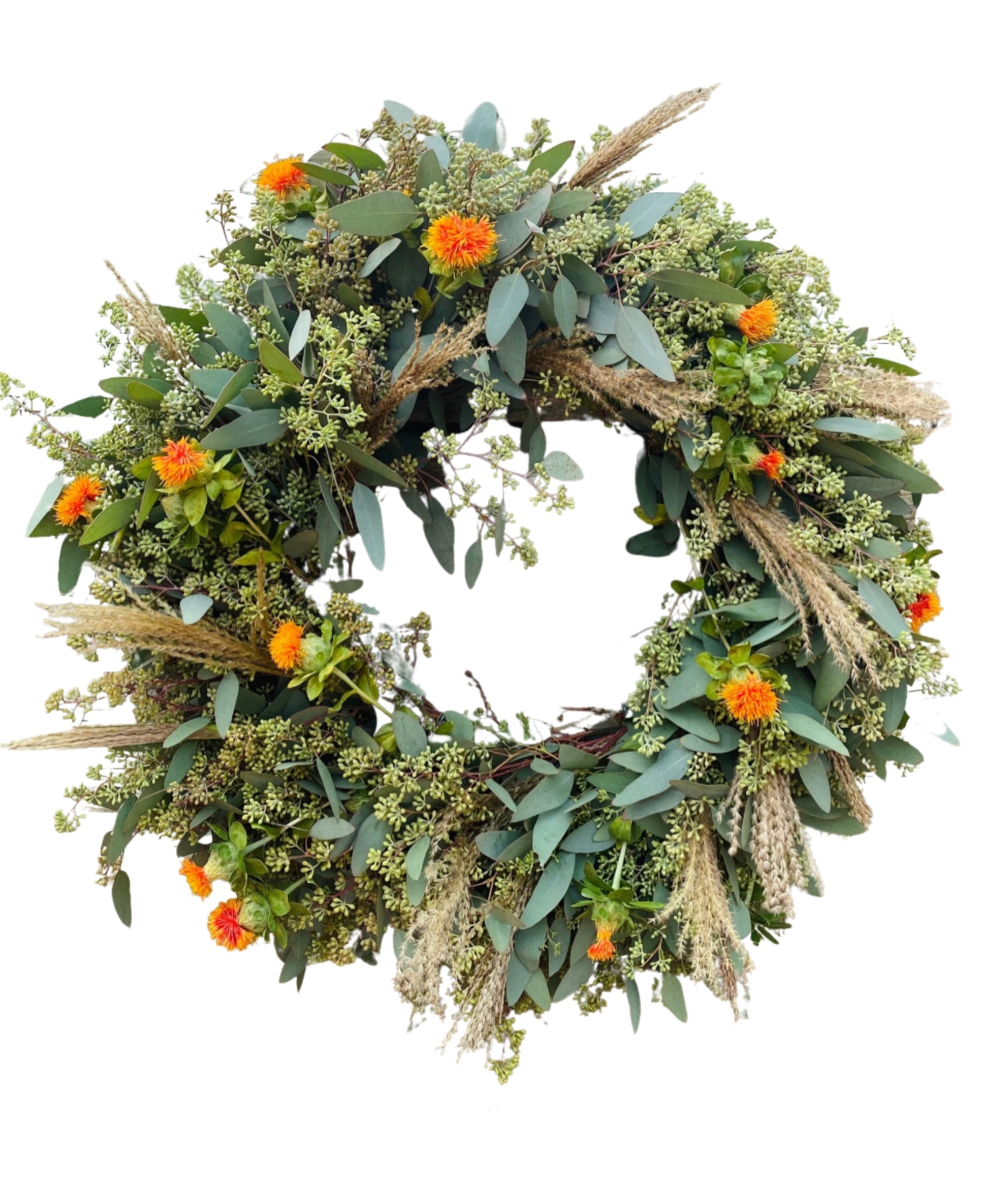 Fresh Real Seeded, Safflower and Pampas Wreath