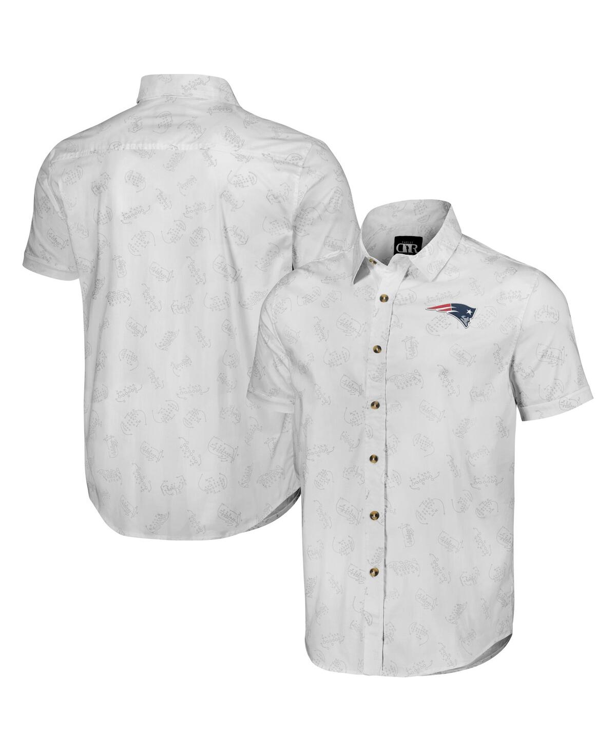 Fanatics Men's Nfl X Darius Rucker Collection By  White New England Patriots Woven Short Sleeve Butto