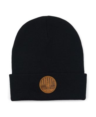 Men's Black New York Local Crowns Established Patch Cuffed Knit Hat ...