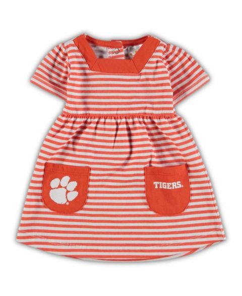 Платье Little King Apparel Orange Clemson Tigers Striped with Pockets для девочек-малышей