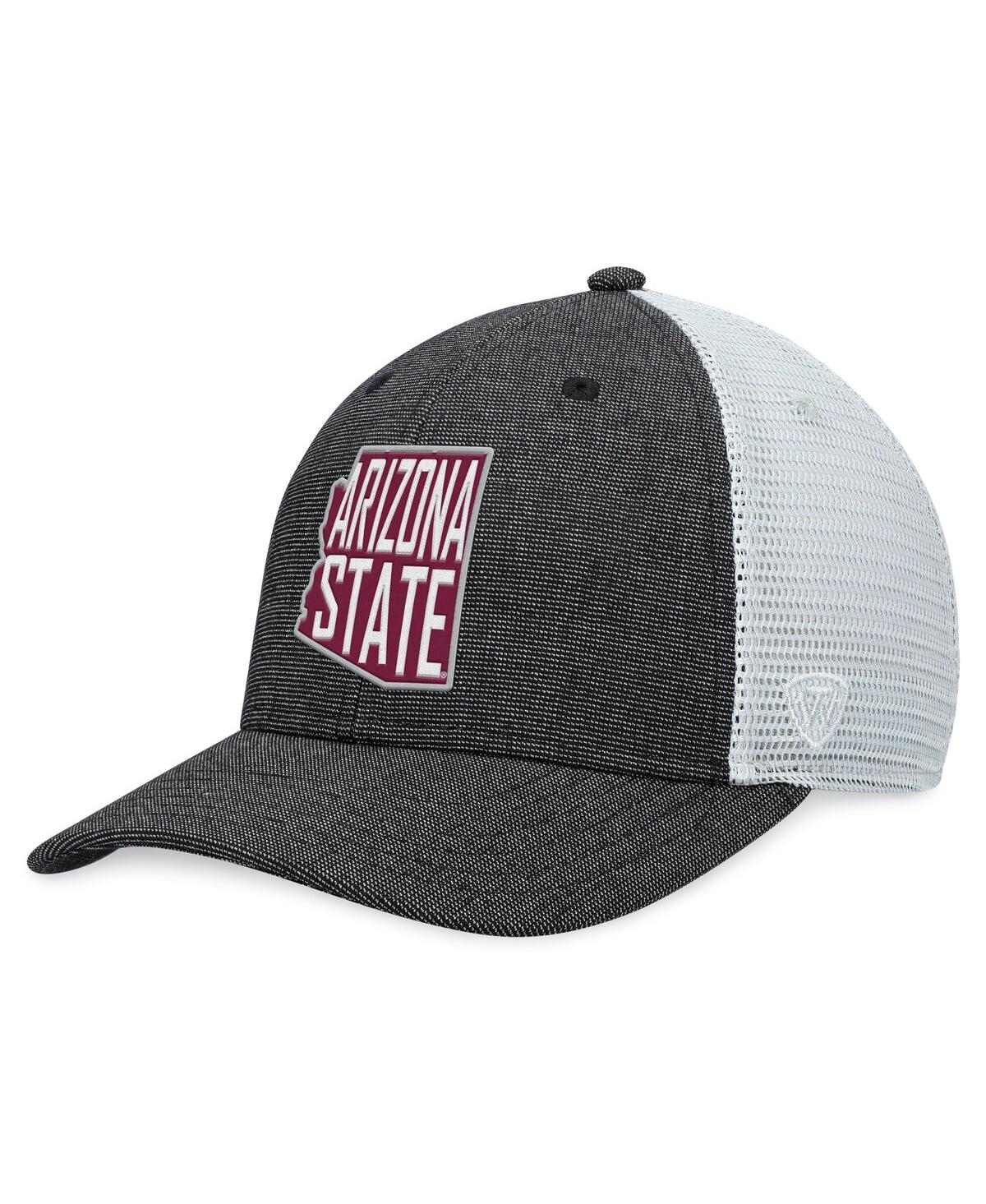 Top Of The World Men's  Charcoal, White Arizona State Sun Devils Townhall Trucker Snapback Hat In Charcoal,white