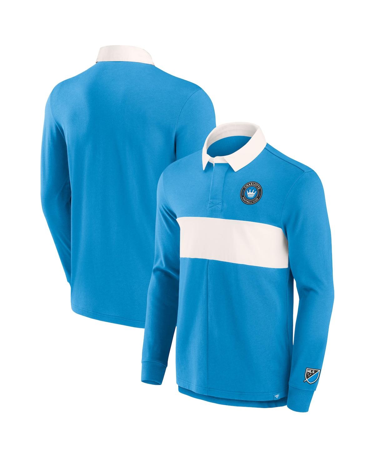Shop Fanatics Men's  Blue Charlotte Fc Penalty Kick Long Sleeve Polo Shirt