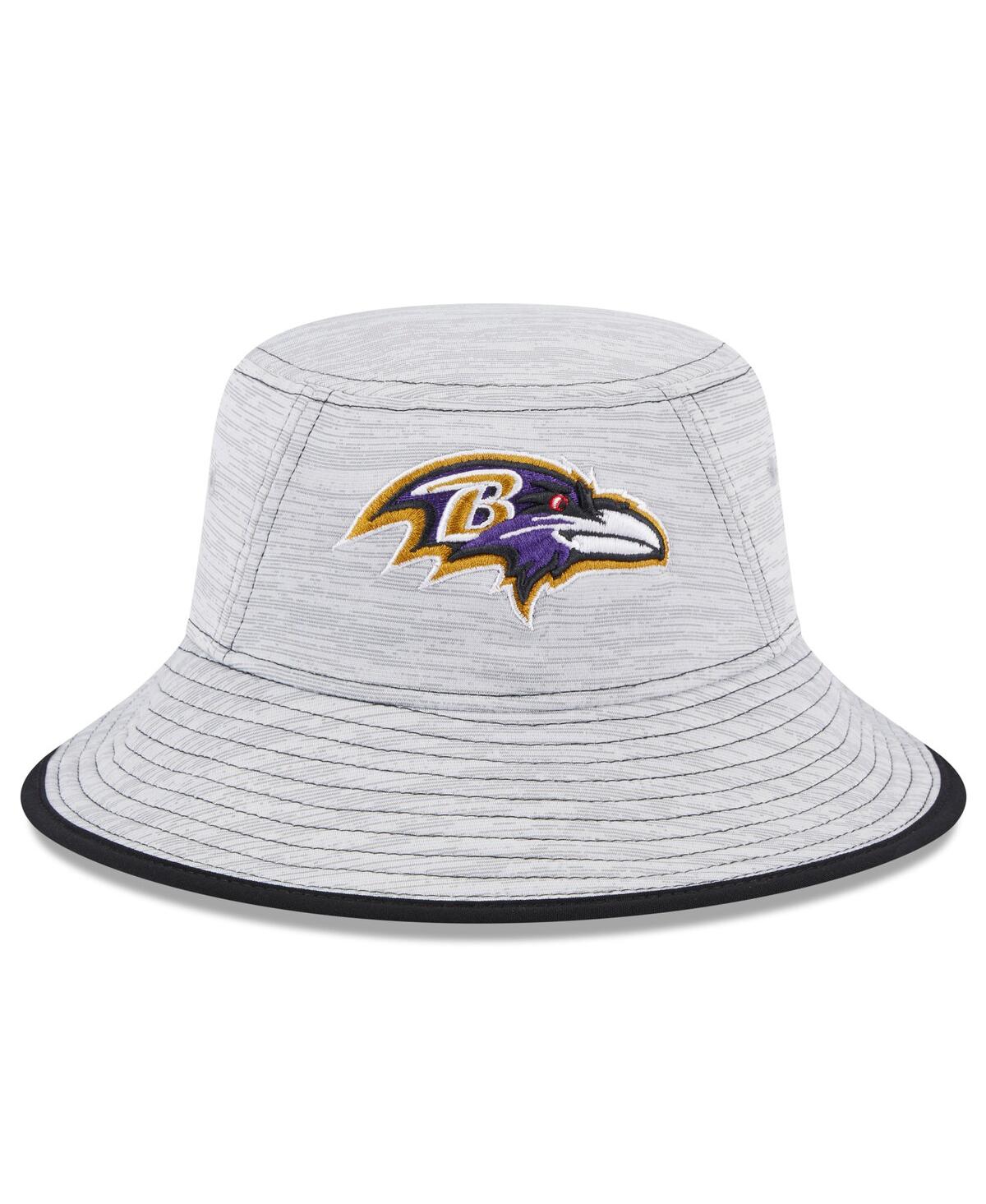New Era Men's  Gray Baltimore Ravens Game Bucket Hat