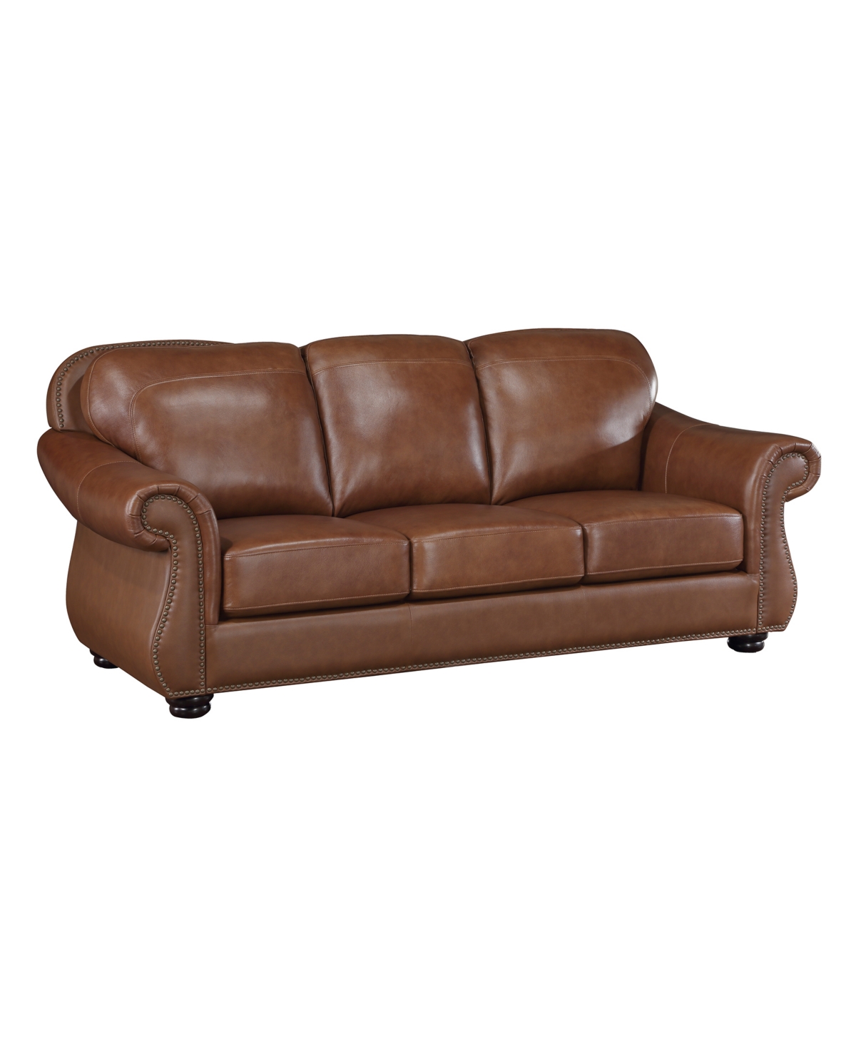 Homelegance White Label Dadeville 85" Leather Match Sofa In Camel Brown