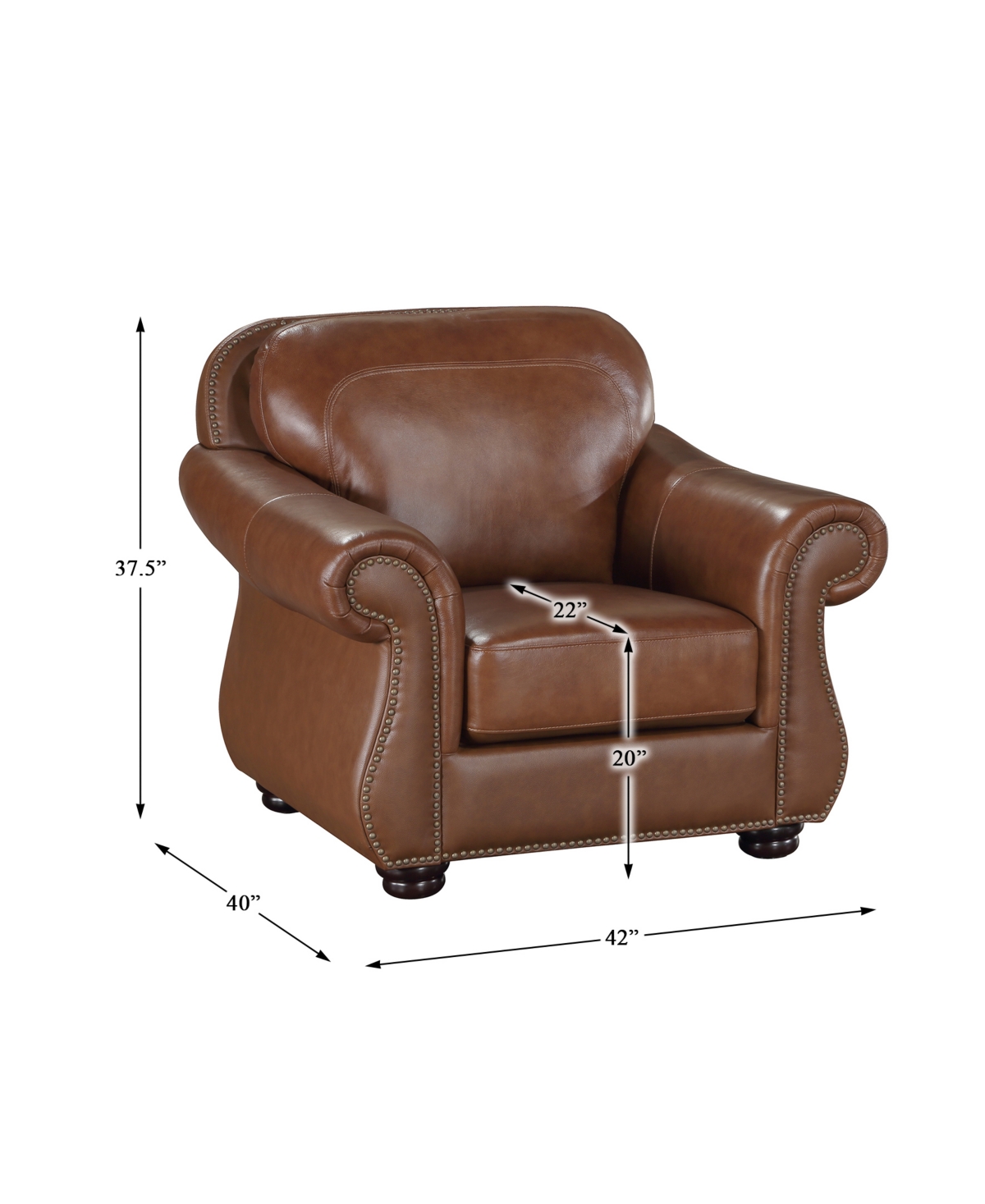 Homelegance White Label Dadeville 42" Leather Match Chair In Camel Brown