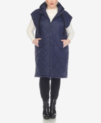 Plus Size Diamond Quilted Hooded Puffer Vest