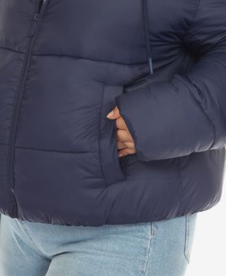 Plus Size Hooded Bomber Puffer Coat