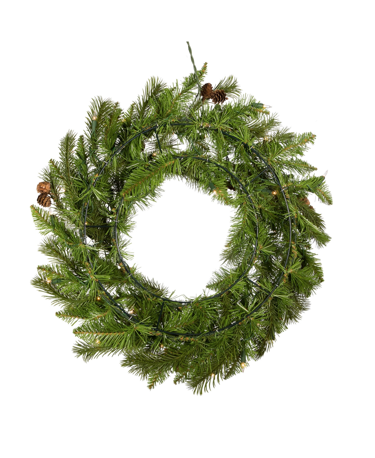 Kurt Adler Pre-Lit Clear Incandescent Pinecone Wreath