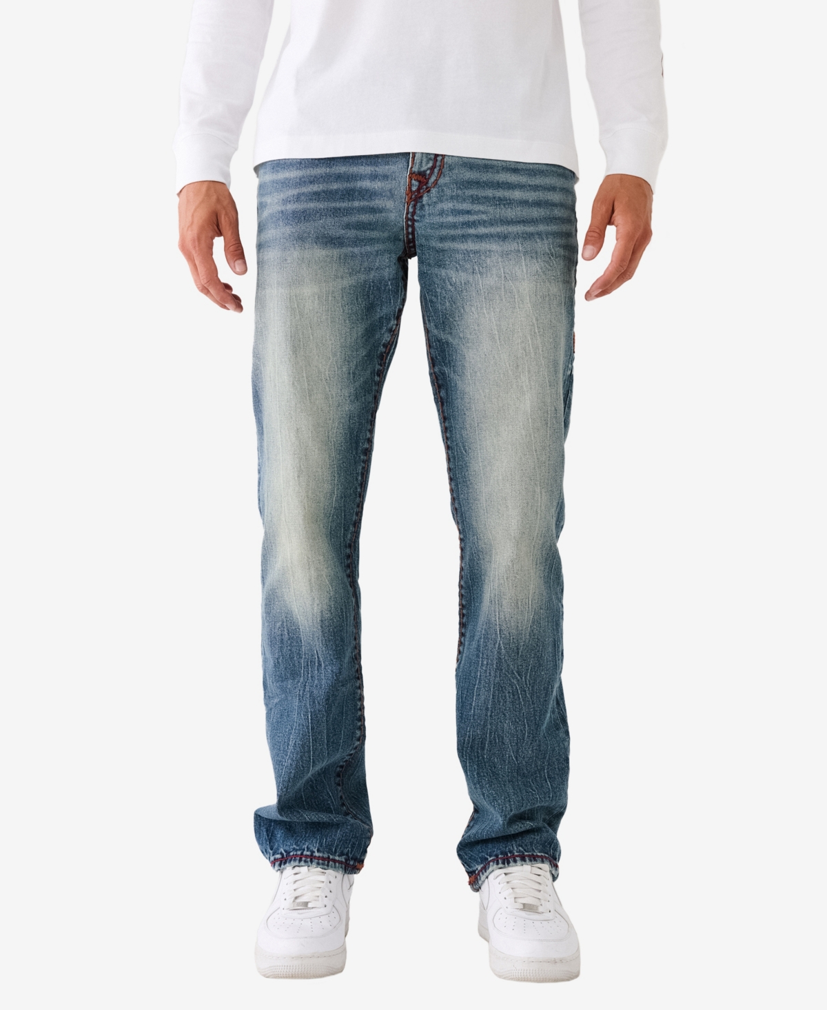 True Religion Painted Hs Ricky Sn Flap Jeans Miner Dark Wash In Worn Trophy Medium Wash