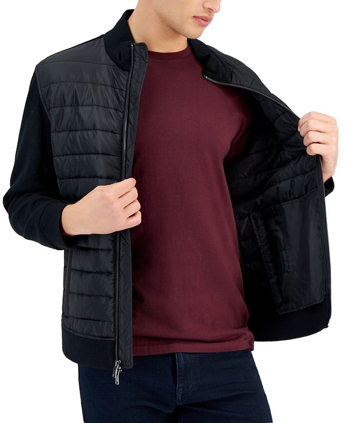 Alfani Men's MixedMedia Quilted FullZip Bomber Jacket, Created for