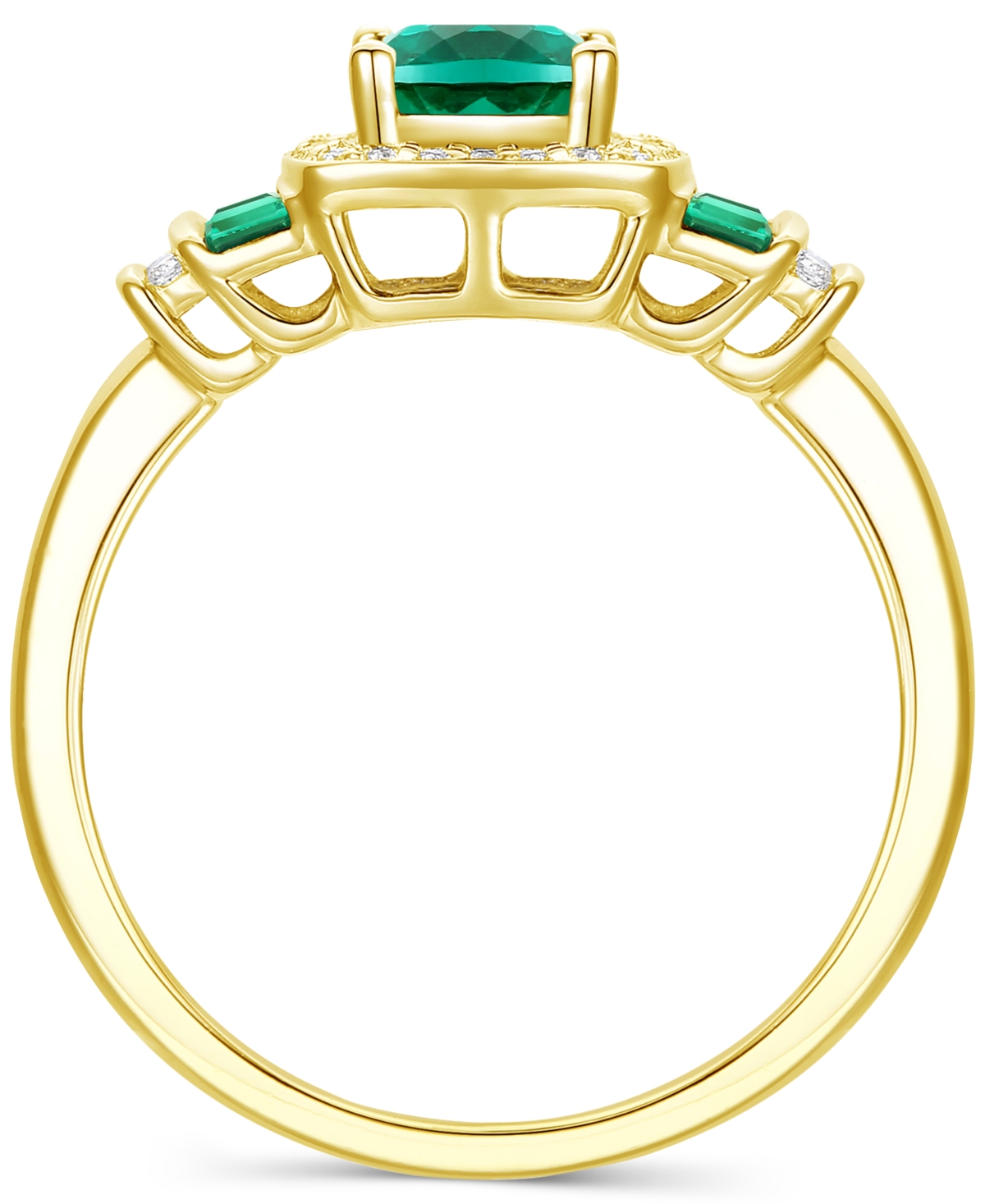 Lab-Grown(3/4 ct. t.w.) & Lab-Grown White Sapphire (1/6 ct. t.w.) Statement Ring in 14k Gold-Plated Sterling Silver - Emerald