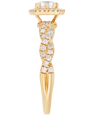 Diamond Halo Twist-Shank Engagement Ring (3/4 ct. t.w.) in 14k Gold