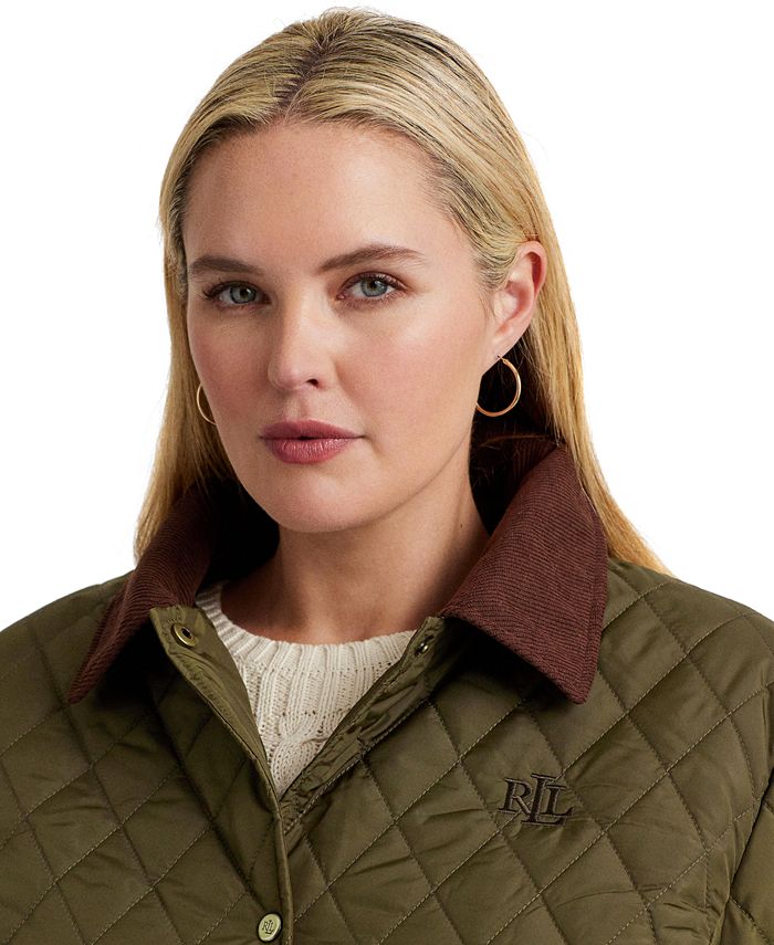 Lauren Ralph Lauren Women's Plus Size Corded Collar Quilted Coat Macy's