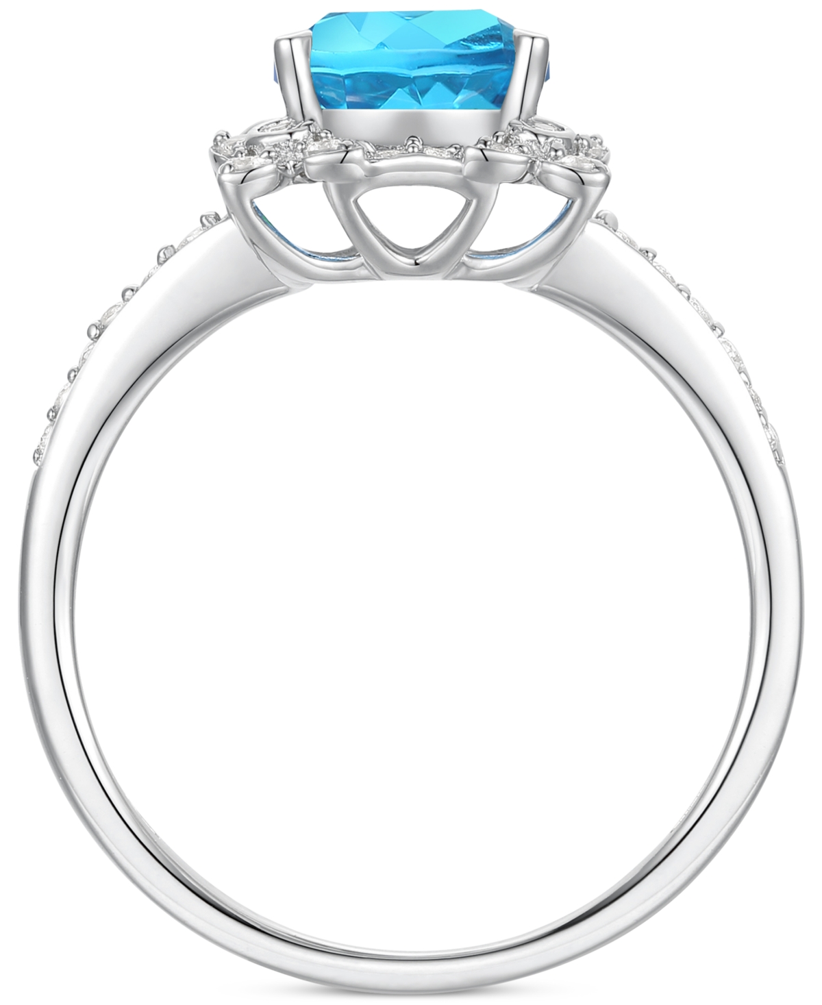 Amethyst (1-1/3 ct. t.w.) & Lab-Grown White Sapphire (1/4 ct. t.w.) Halo Ring in 14k Gold-Plated Sterling Silver (Also in Additional Gemstones) - Blue