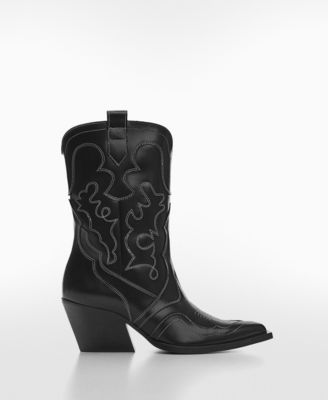MANGO Women's Cowboy Leather Ankle Boots