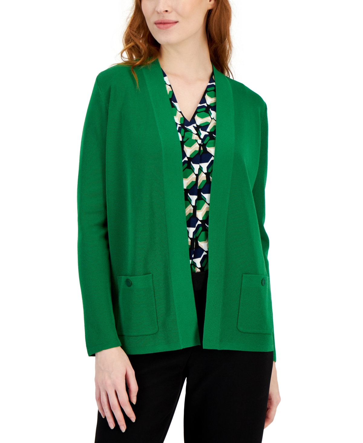 Anne klein malibu open front cardigan top