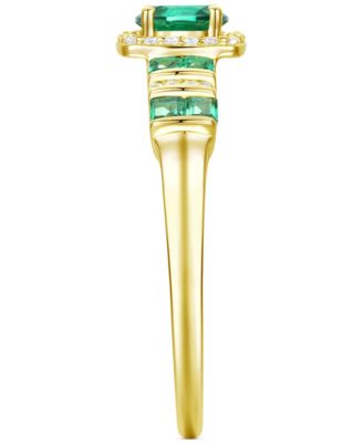 Lab-Grown Emerald (1/2 ct. t.w.) & Lab-Grown White Sapphire (1/10 ct. t.w.) Halo Ring in 14k Gold-Plated Sterling Silver