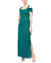 Alex Evenings Sparkling Draped Cold-Shoulder Gown (Petite) at Von Maur