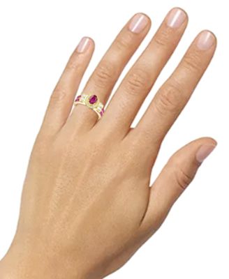 Lab-Grown Emerald (7/8 ct. t.w.) & Lab-Grown White Sapphire (1/3 ct. t.w.) Statement Ring in 14k Gold-Plated Sterling Silver (Also in Additional Gemstones)