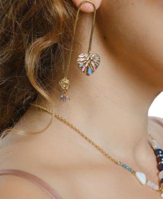 18k Gold-Plated Mixed Gemstone Heart Earrings