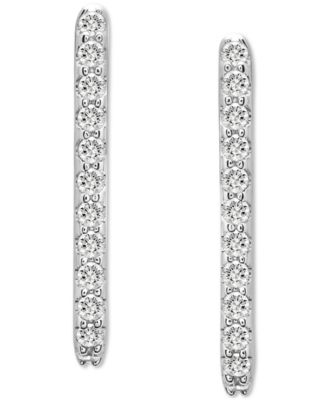 Diamond Squared Open Hoop Earrings (1/6 ct. t.w.) in 14k White Gold, Created for Macy's