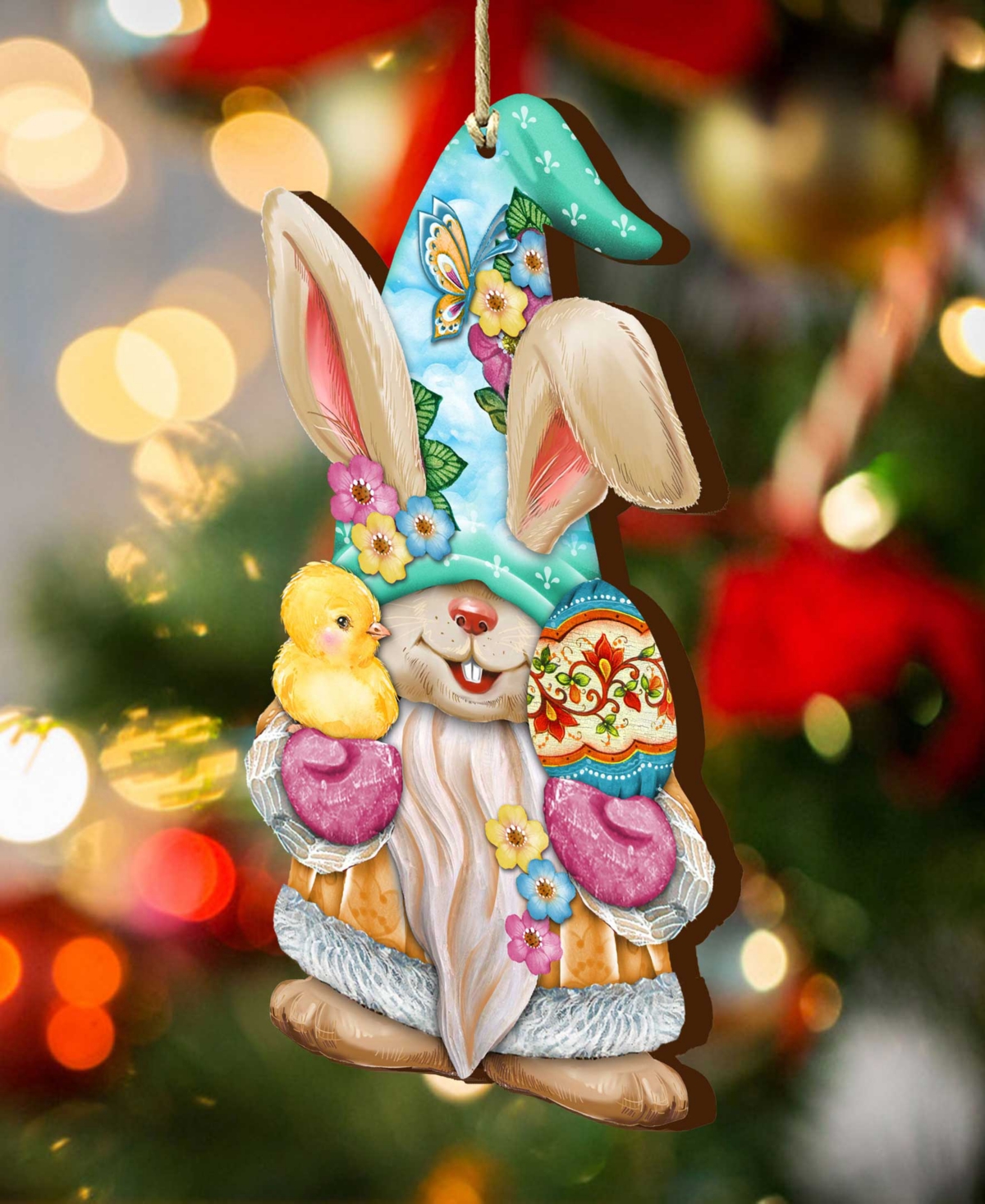 Shop Designocracy Holiday Wooden Ornaments Egg And Chick Gnome Home Decor Set Of 2 G. Debrekht In Multi Color