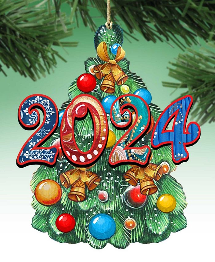 Designocracy Celebration 2024 Dated Christmas Wooden Ornaments Holiday