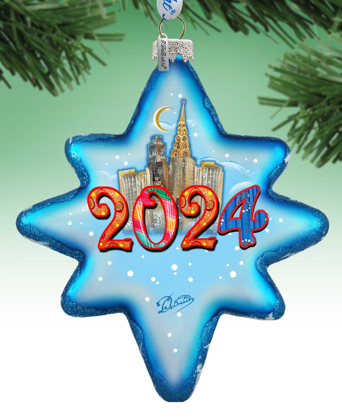 Designocracy 2024 Dated Star Christmas Mercury Glass Ornaments G. Debrekht In Multi Color