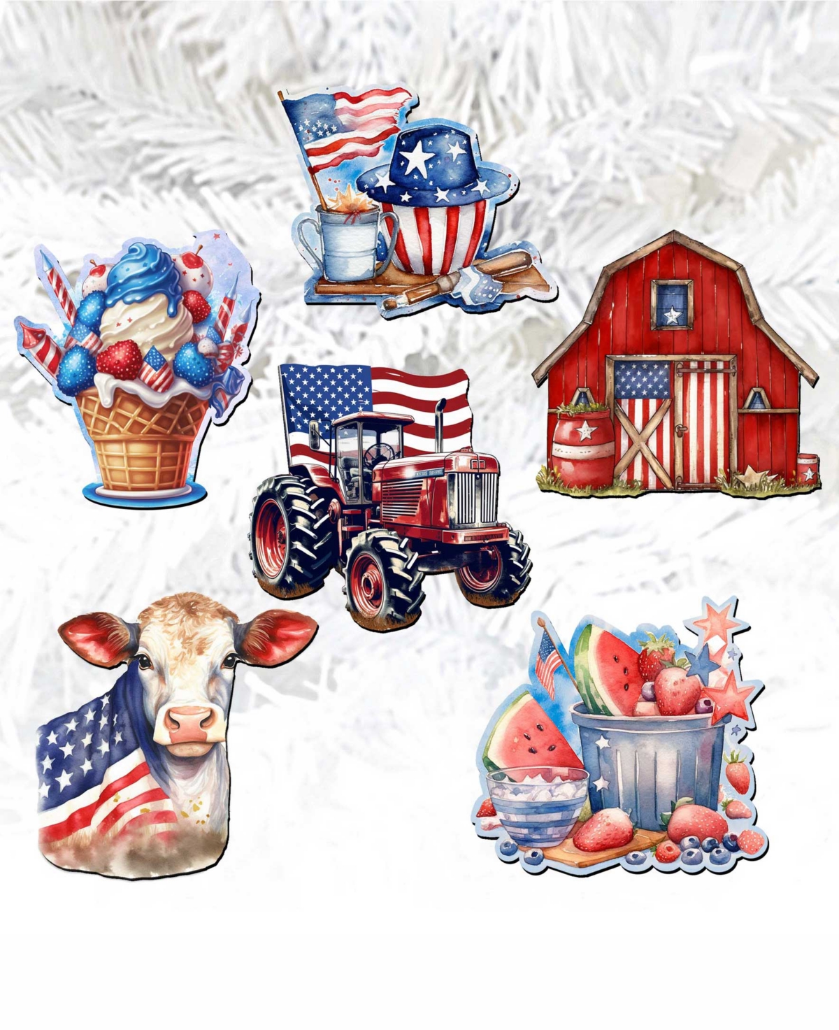 Designocracy Holiday Wooden Clip-on Ornaments American Farmhouse Set Of 6 G. Debrekht In Multi Color