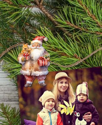 Santa Christmas Wooden Clip-On Ornaments Set of 6 G. DeBrekht