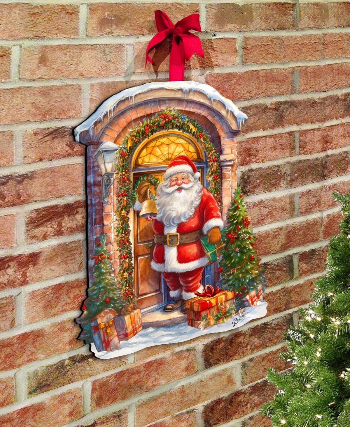 Designocracy Knocking the Christmas Wooden Wall Decor Door Decor G. DeBrekht