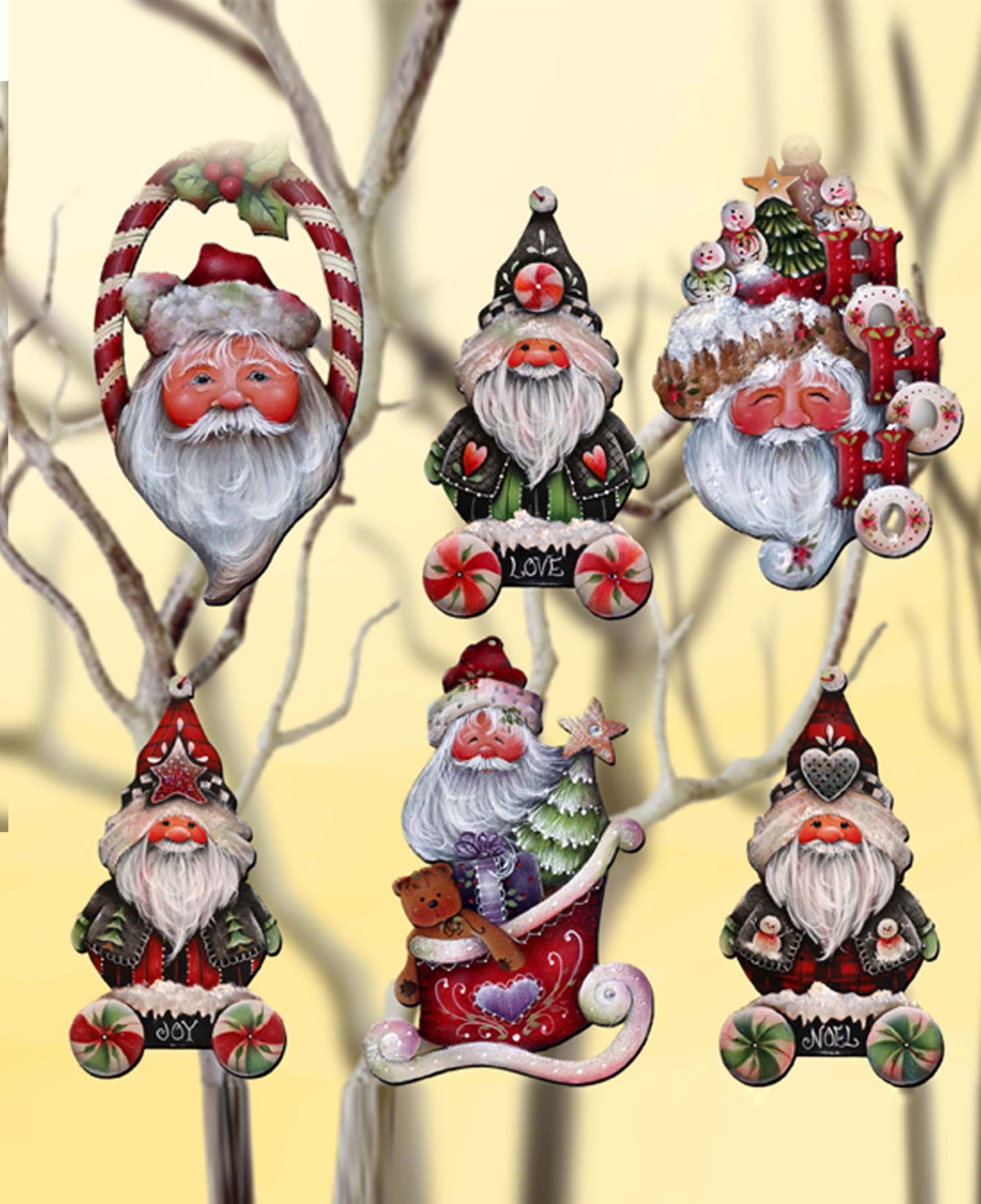 Designocracy Magical Baby Santa Christmas Wood Clip-on Ornaments Set Of 6 J. Mills-price In Multi Color