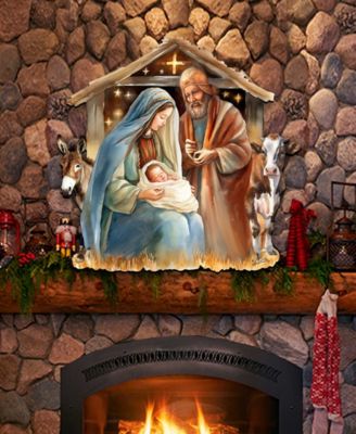 Born Under Bright Star Nativity Christmas Wooden Door Decor G. DeBrekht