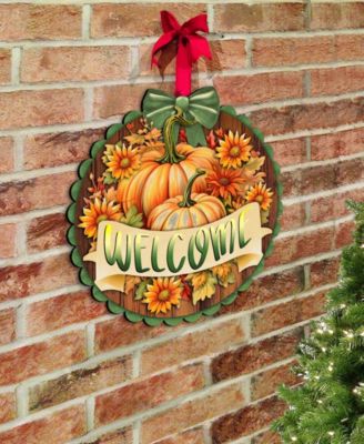 Holiday Welcome Sign Wooden Door Decor Hanging Decoration Welcome G. DeBrekht