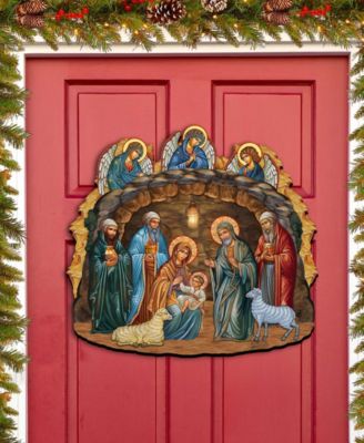 Orthodox Nativity Scene Christmas Wooden Door Hanger Door Decor G. DeBrekht