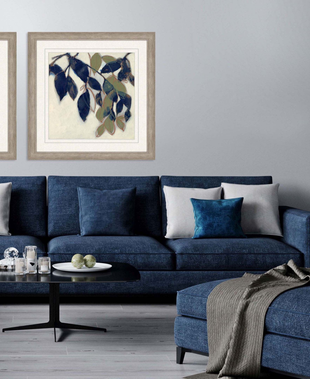 Shop Paragon Picture Gallery Entwined Leaves Ii Framed Art In Blue