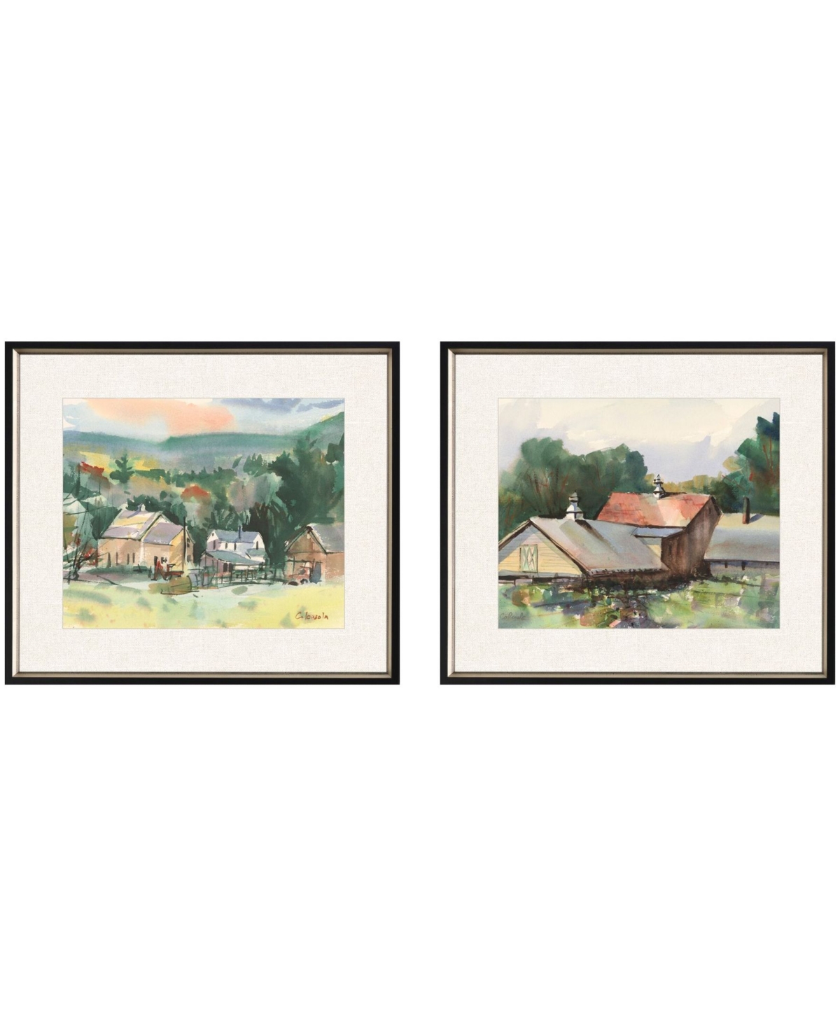 Paragon Picture Gallery Valley Farm Ii Framed Art, Set Of 2 In Green