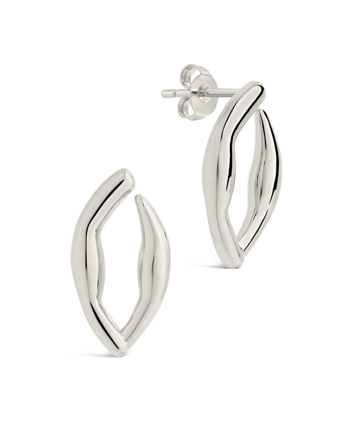 Sterling Forever 14k Gold Plated Or Rhodium Plated Oval Sharee Studs Earrings In Silver