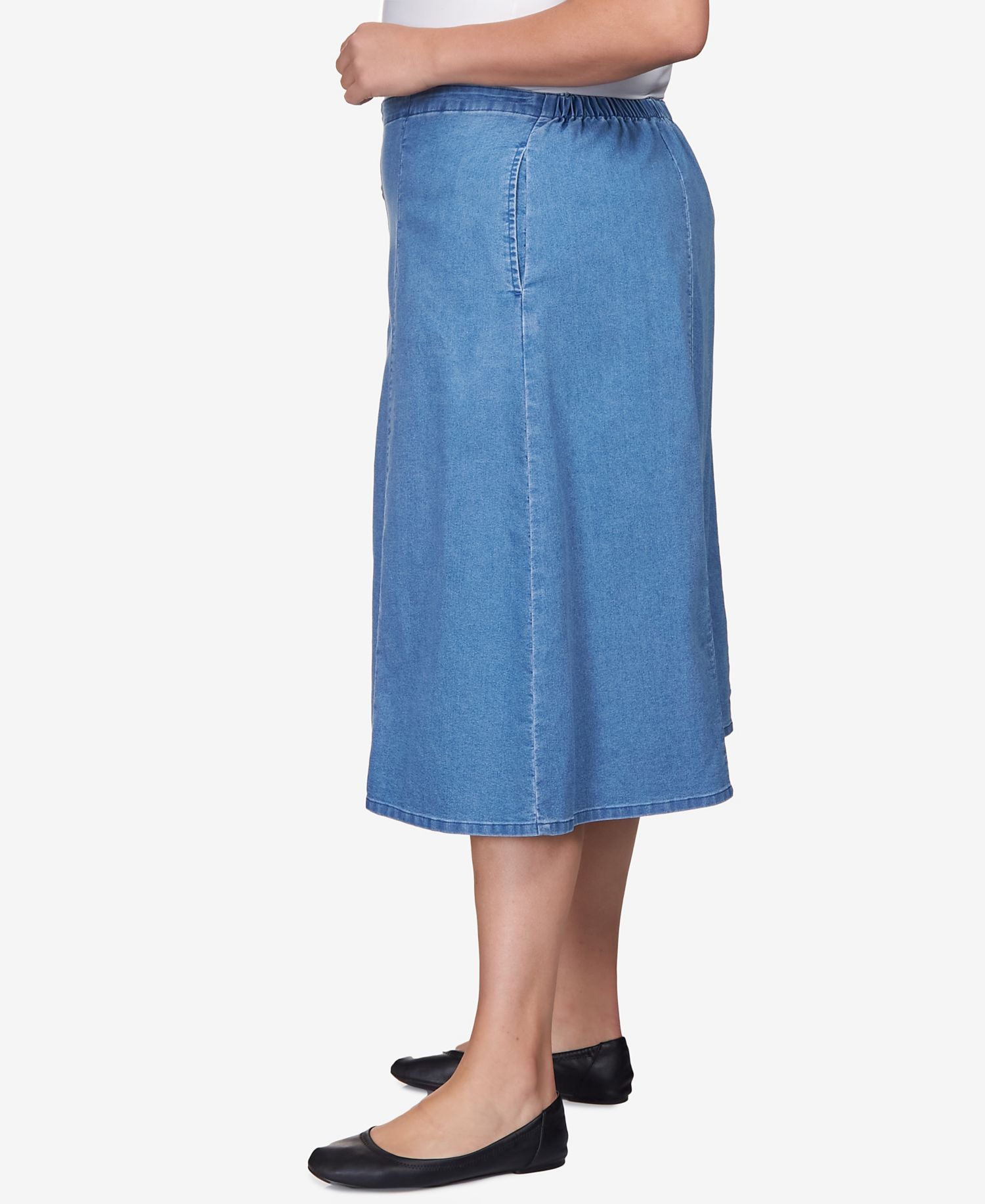 Plus Size Paneled Denim Skirt