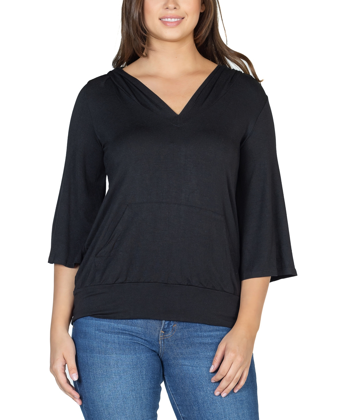 24seven Comfort Apparel Women's Oversized Hoodie Top In Black