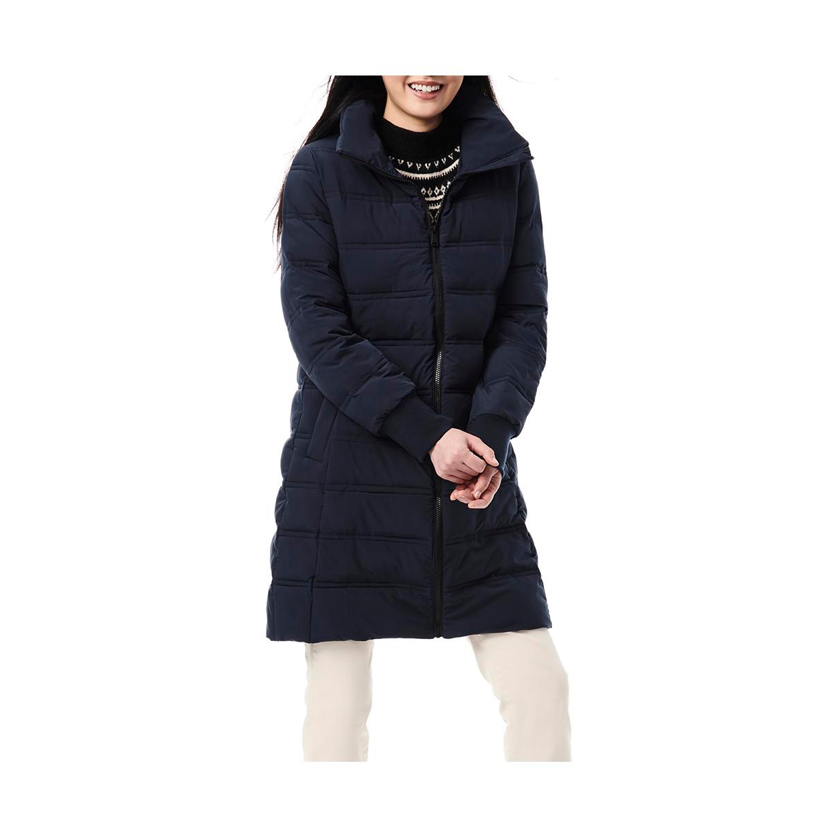 Women's Recycled Stretch Quilted Walker Coats - Navy
