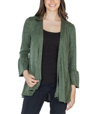 Women's Three Quarter Bell Sleeve Open Cardigan Jacket