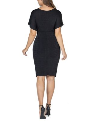 Women's Short Sleeve V-neck Twist Front Dress