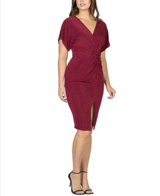 Women's Short Sleeve V-neck Twist Front Dress