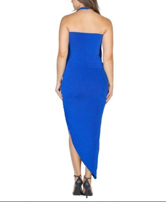 Women's Long Asymmetrical Backless Halter Dress